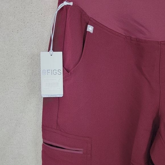 Figs Burgundy Zamora Maternity Jogger Scrub Pants Sz M NEW - Picture 6 of 14